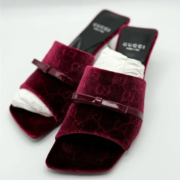 Gucci GG Jacquard Bow Slide Sandals 37 - Picture 7 of 10